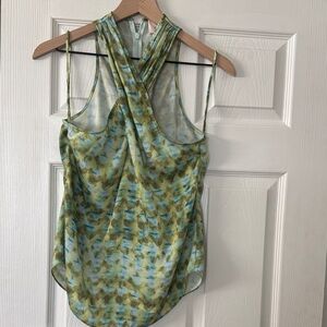 Cinq à Sept Green and Blue Patterned Tank Top